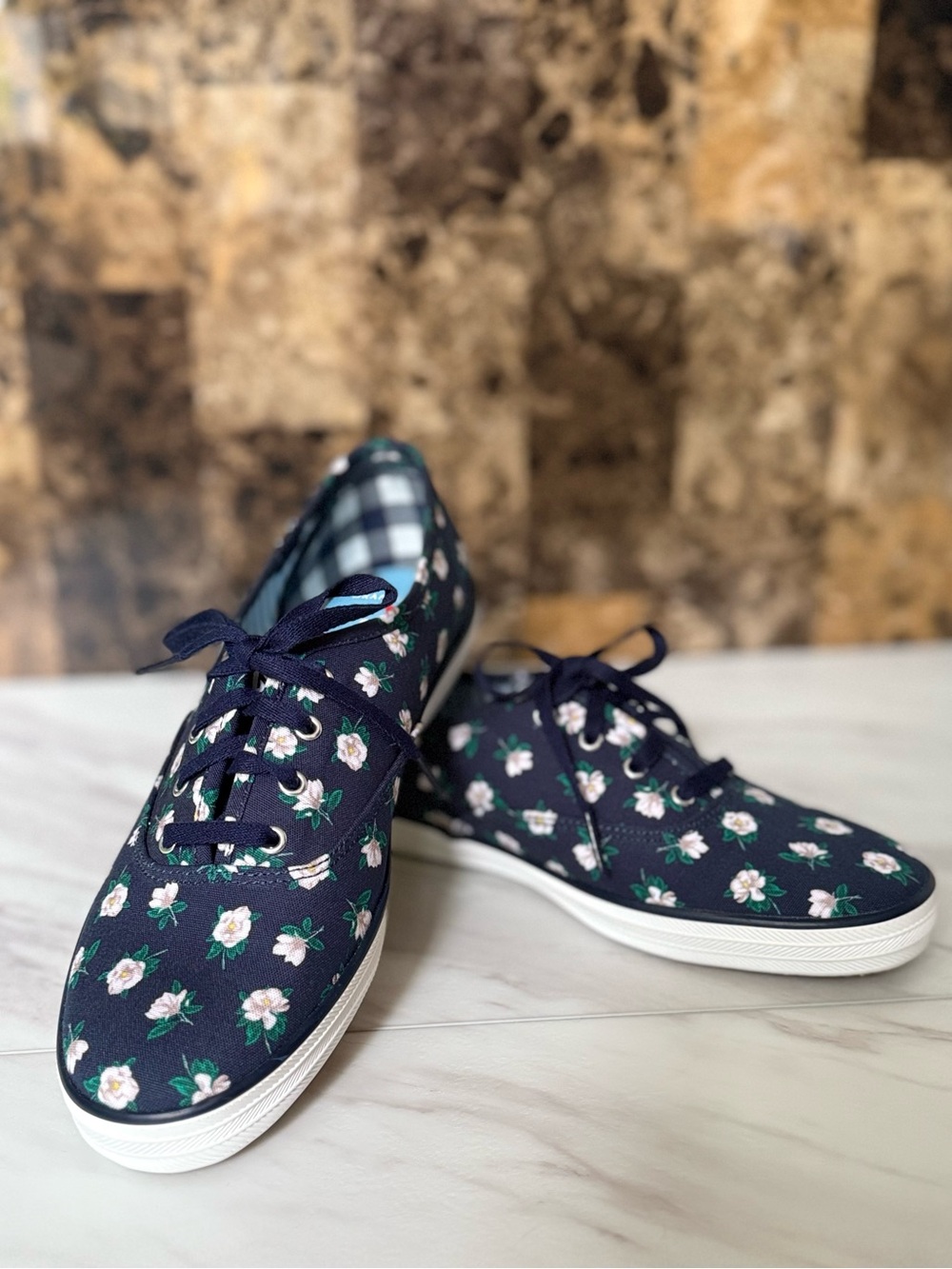 Keds + Draper James Champion Sneaker in Magnolia Print- Navy, Size 7M